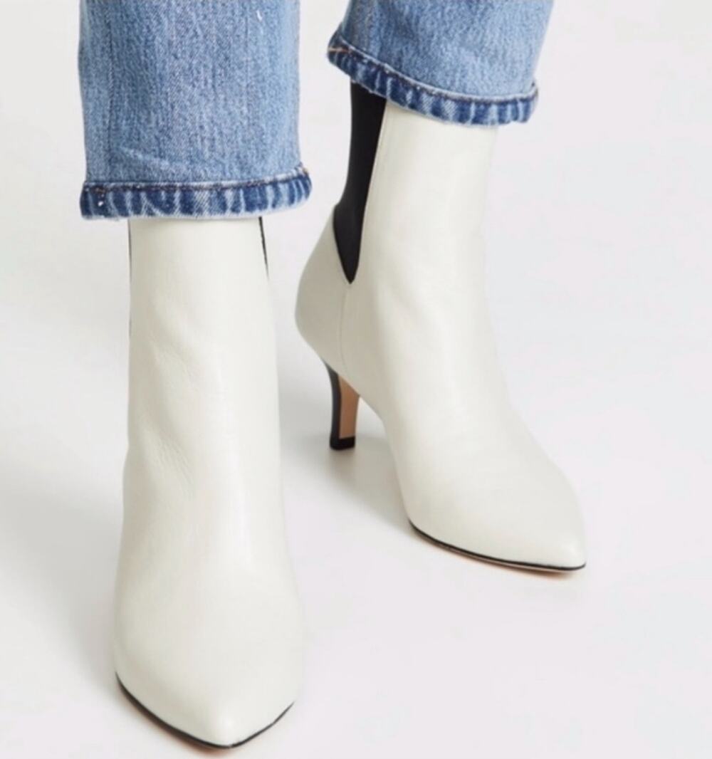 Joie Rali Ivory Leather pointed toe slip on booties sz 38  US 8